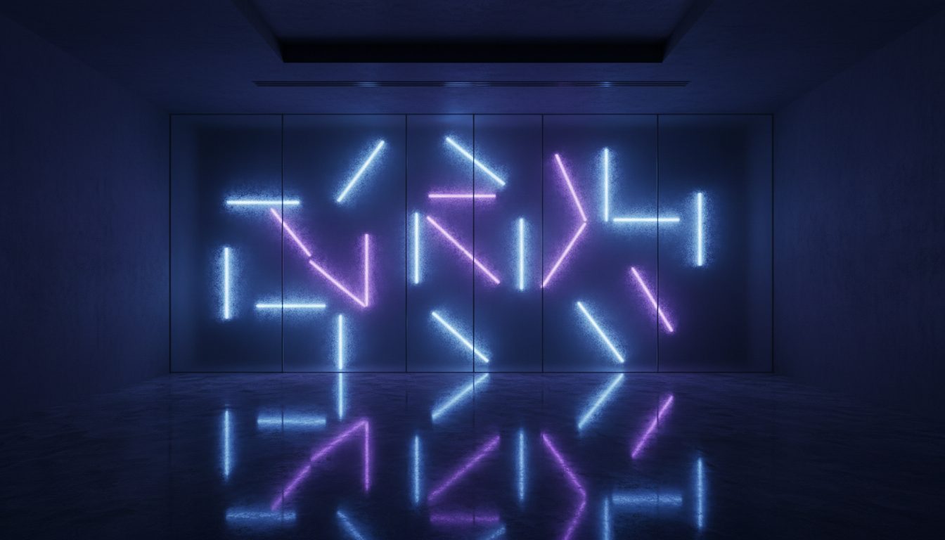 Frosted glass wall glowing with neon arcade light