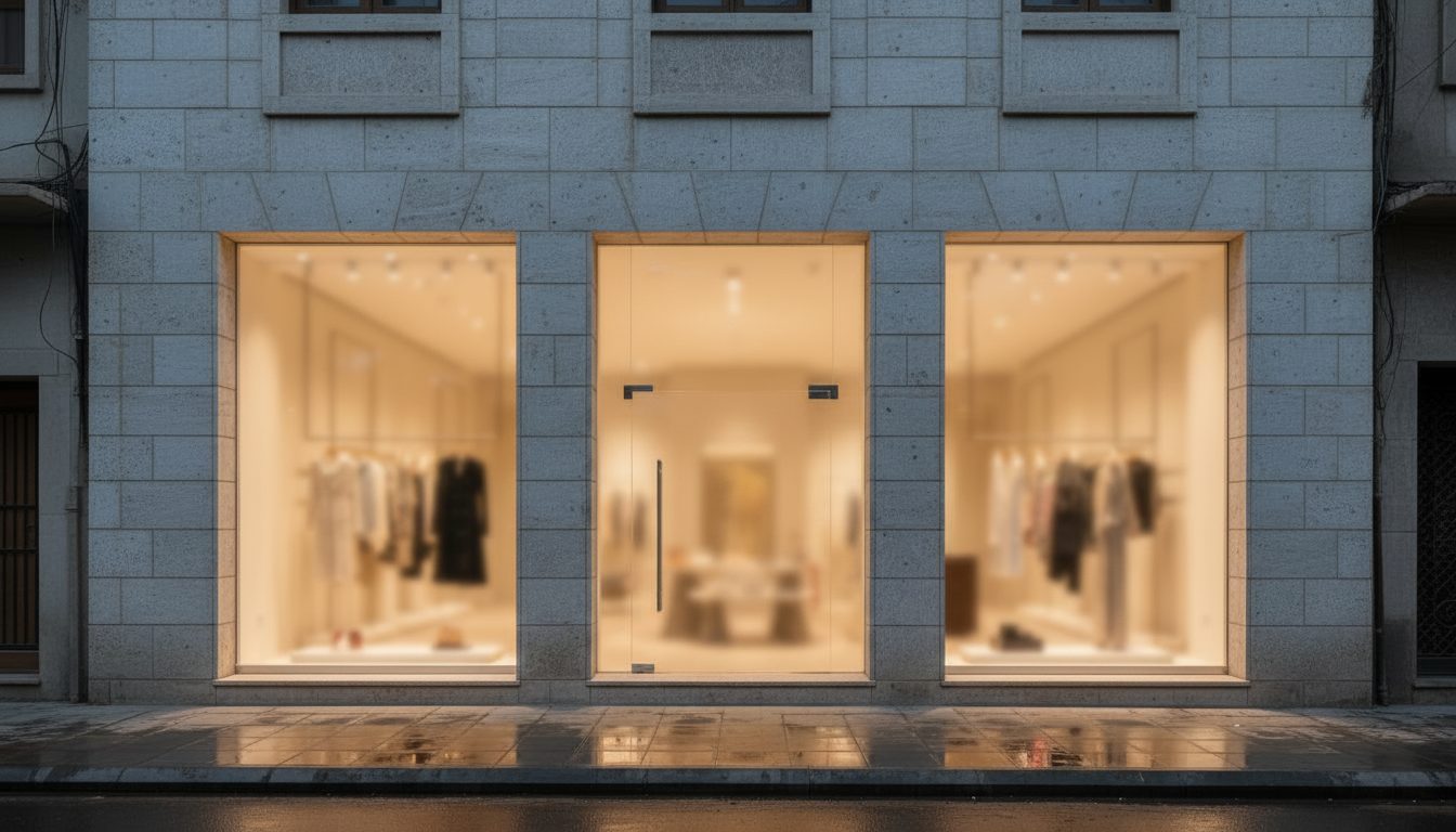 The same storefront with the display glass frosted