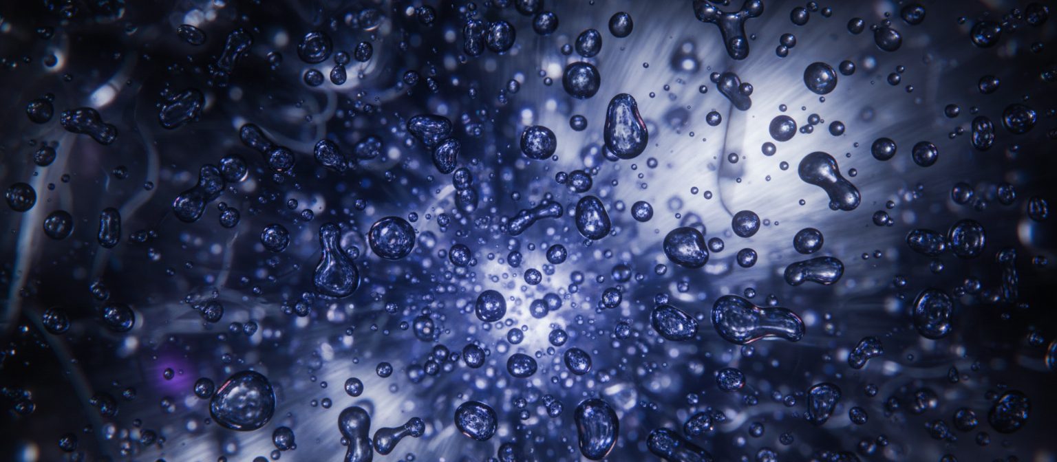 Macro view of PDLC smart film glowing as it switches from frosted to clear